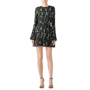 A.L.C.Green Trixie Hourglass Bell Sleeve Abstract Mini Dress Size 4